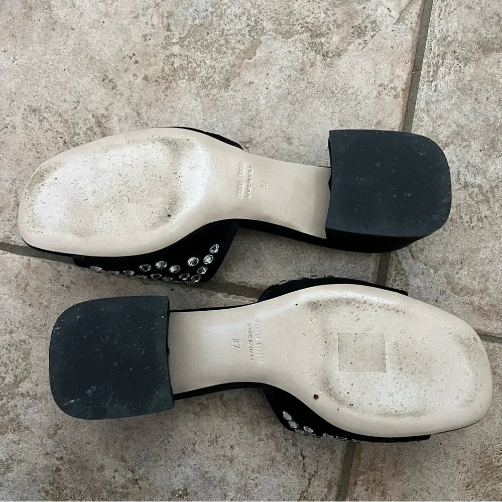 Miu Miu Black Sandals with Silver Embellishments - Picture 8 of 9